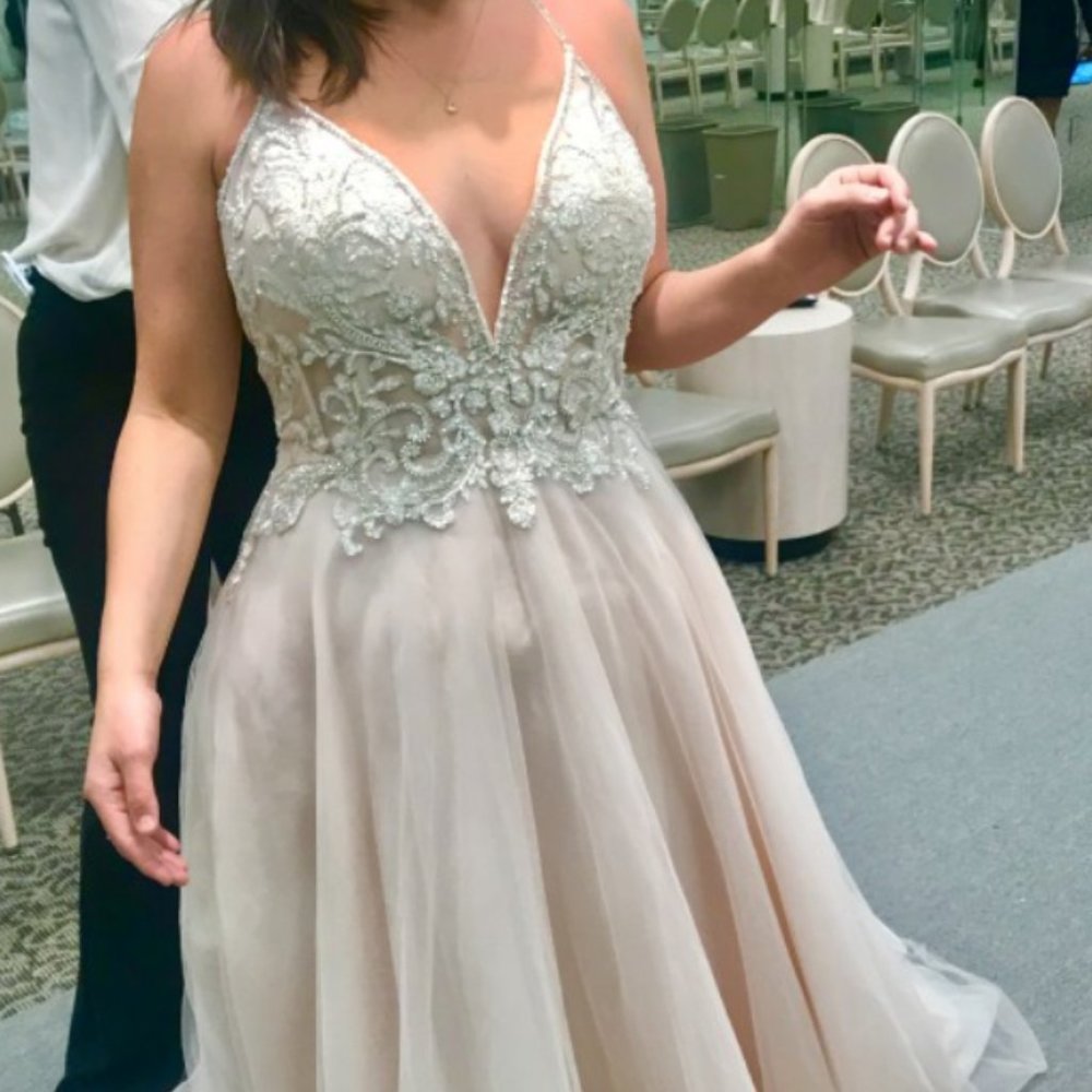 Brand New Blush Pink Wedding Dress - Size 8/10